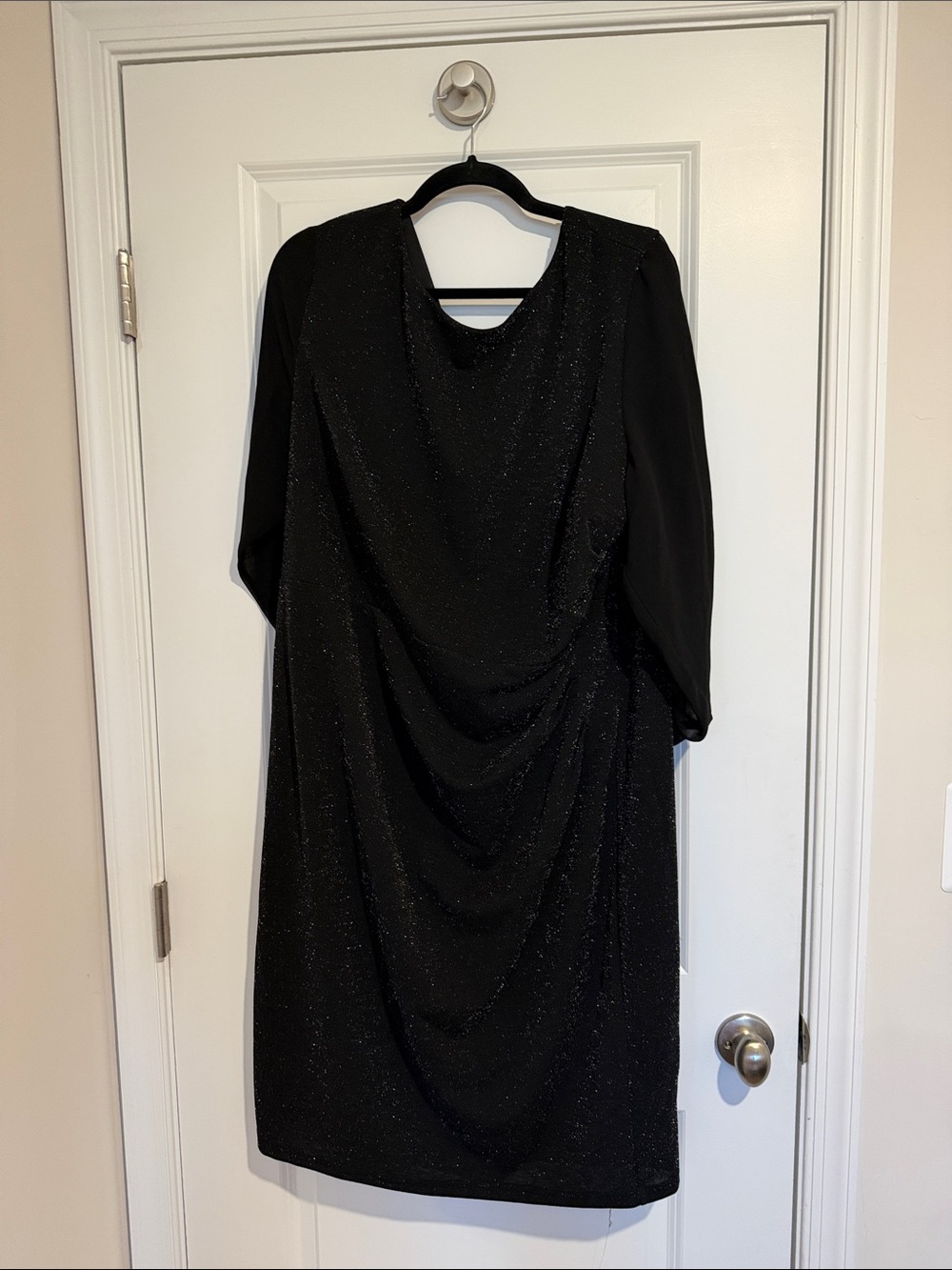 Hanna Nikole, Black Sparkle Cape Sleeve Dress, 20W - Picture 6 of 10